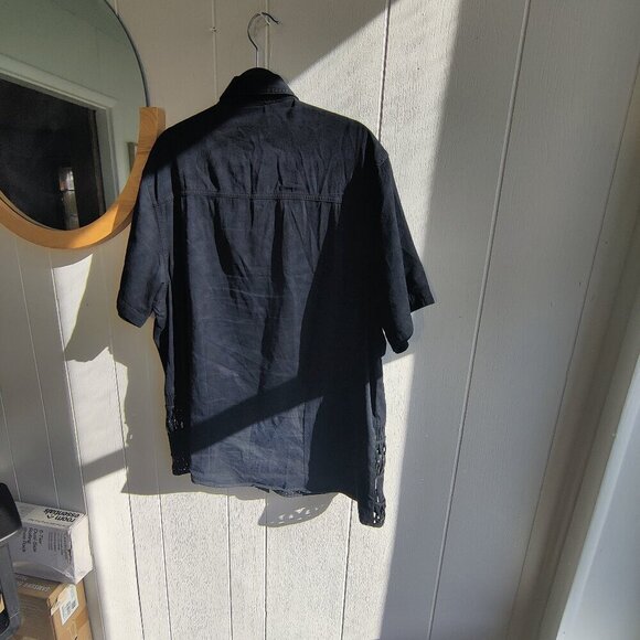 Jean jacket in Black with Bling! Beautiful braiding and studding, lightweight - Picture 2 of 6